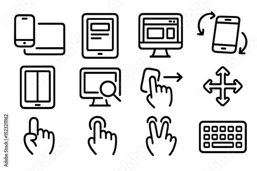 Digital device icons: touch gestures and user interface elements