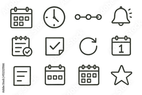 Calendar and clock icons: organized scheduling and reminders set