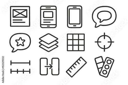 Vintage ui icon set on brown background