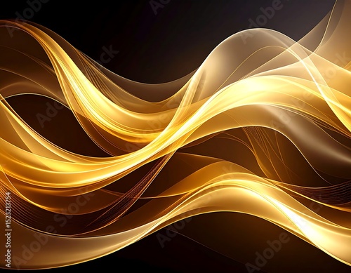 Abstract gold waves on dark background