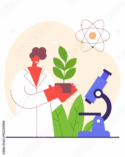 Diverse scientists working in a pastel laboratory, symbolizing research.