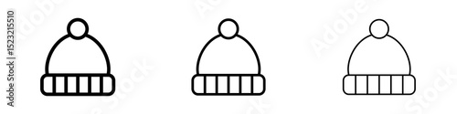Winter hat icons in flat style. line art. vector illustration
