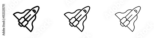 Space shuttle icons in flat style. line art. vector illustration