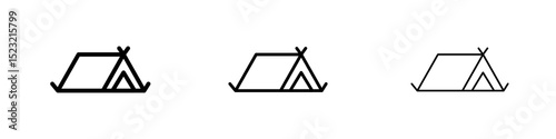 Tent icons in flat style. line art. vector illustration