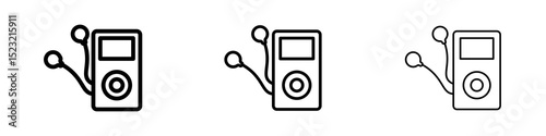 Mp3 player icons in flat style. line art. vector illustration