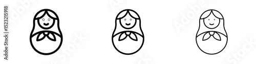 Nesting dolls icons in flat style. line art. vector illustration