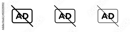 No audio description icons in flat style. line art. vector illustration