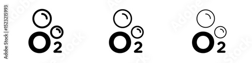 Oxygen O2 icons in flat style. line art. vector illustration