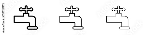 Faucet drip icons in flat style. line art. vector illustration