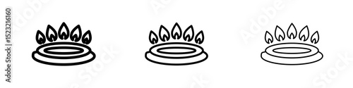 Fire burner icons in flat style. line art. vector illustration