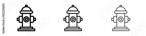 Fire hydrant icons in flat style. line art. vector illustration