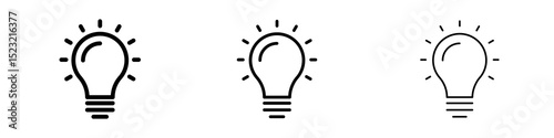 Light bulb icons in flat style. line art. vector illustration