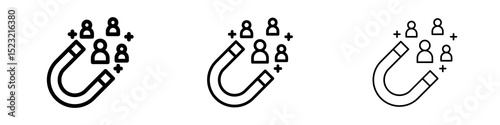 Magnet user icons in flat style. line art. vector illustration