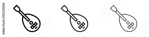 Mandolin icons in flat style. line art. vector illustration
