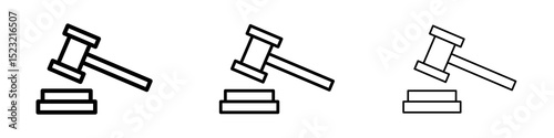 Gavel icons in flat style. line art. vector illustration