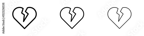 Heart Crack icons in flat style. line art. vector illustration