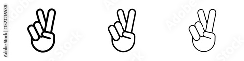 Hand peace icons in flat style. line art. vector illustration