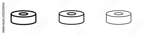 Hockey puck icons in flat style. line art. vector illustration
