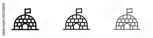 Igloo icons in flat style. line art. vector illustration