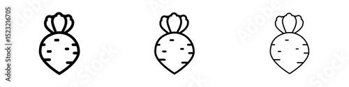 Radish icons in flat style. line art. vector illustration
