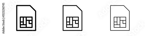 Sim card icons in flat style. line art. vector illustration