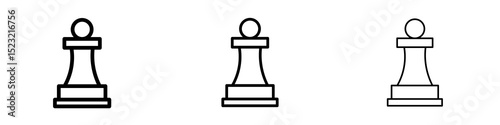 Chess pawn icons in flat style. line art. vector illustration