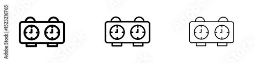 Chess clock icons in flat style. line art. vector illustration