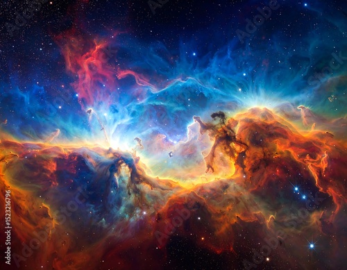 Colorful nebula in space
