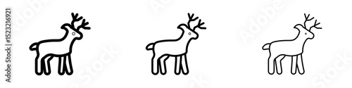 Deer icons in flat style. line art. vector illustration