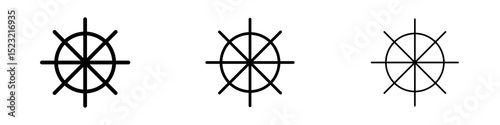 Dharmachakra icons in flat style. line art. vector illustration