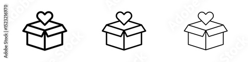 Donation Box icons in flat style. line art. vector illustration