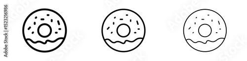 Donut icons in flat style. line art. vector illustration