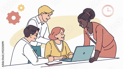 Commercial Quality Vector Design of Diverse Professionals in a Modern Conference Scene  