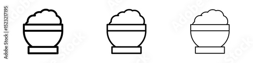 Bowl rice icons in flat style. line art. vector illustration