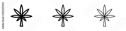 Cannabis icons in flat style. line art. vector illustration