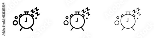 Alarm snooze icons in flat style. line art. vector illustration