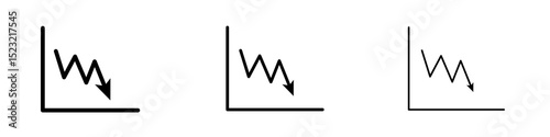 Arrow trend-down icons in flat style. line art. vector illustration