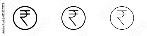 Indian rupee icons in flat style. line art. vector illustration