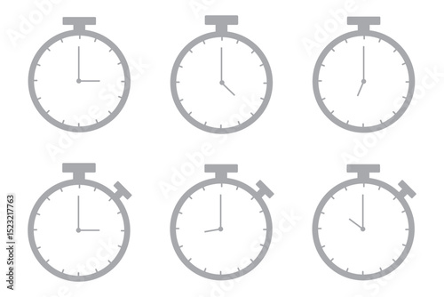 Timer, clock, stopwatch isolated set icons. Countdown timer symbol icon set. Label cooking time. Vector illustration