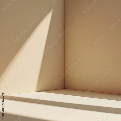 Modern Minimalist Interior Design. Light & Shadow in Elegant Beige Rendering
