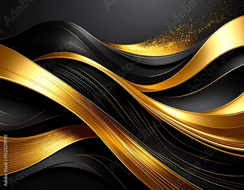 Abstract golden and black waves