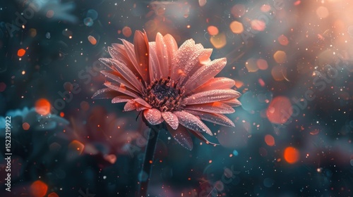 Delicate flower, vibrant colors, bokeh effect
