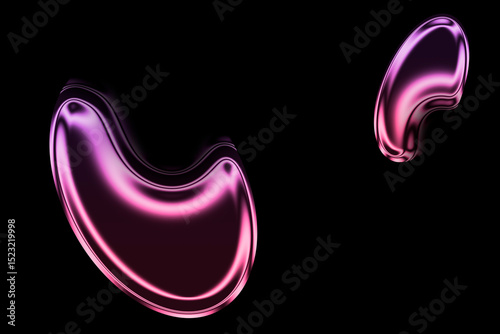 Background of abstract shapes with soft curves and organic movements on a black background