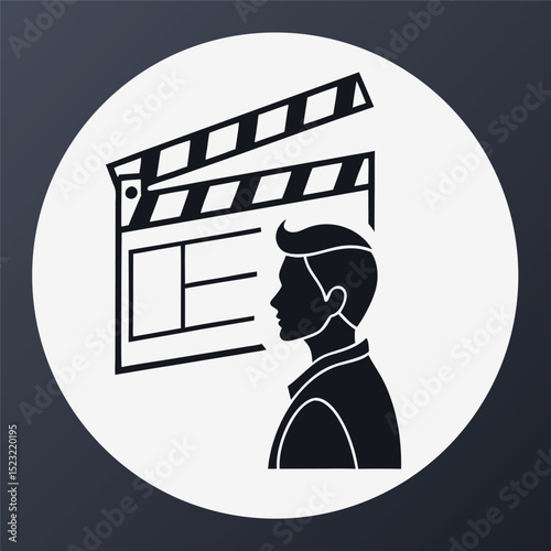 Clapperboard and profile image minimalist style