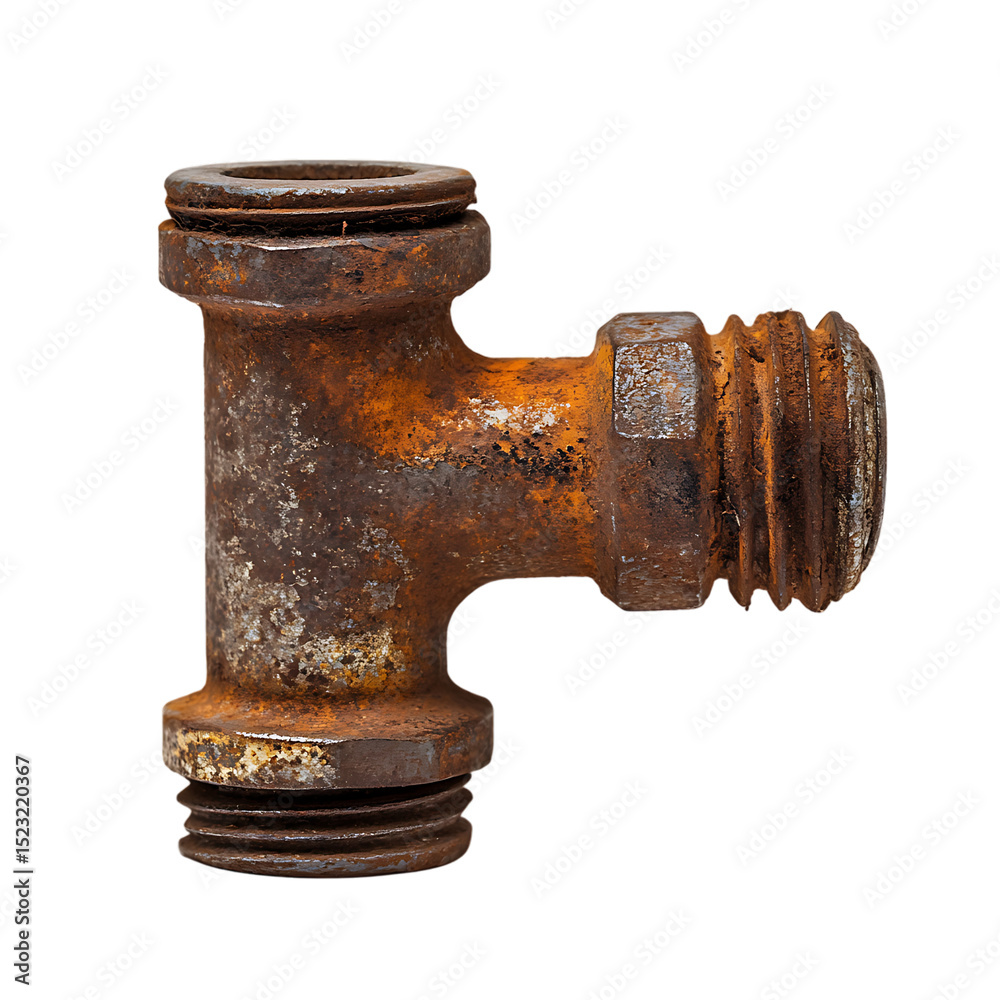 Rusty industrial pipe fitting with threaded joint Rusty industrial pipe fitting with threaded joint