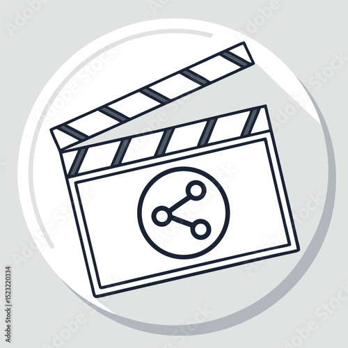 Film clapperboard share icon minimalist vector illustration