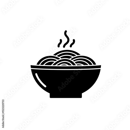 Hot ramen or pho noodle soup bowl with chopsticks and smoke flat vector icon for food apps and websites