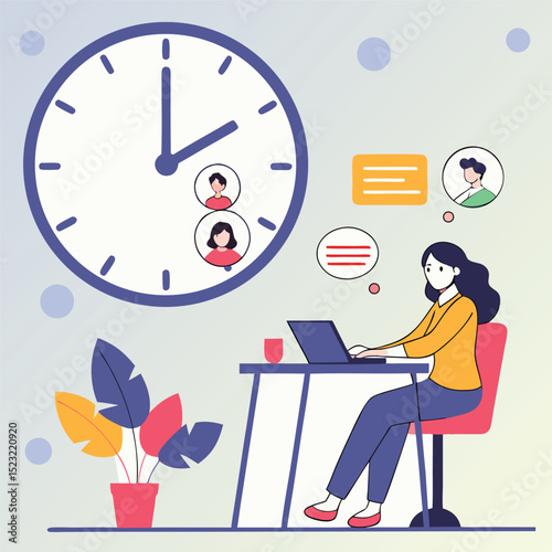 Woman working at desk time management