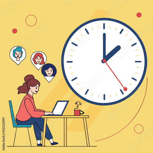 Woman working on laptop time management