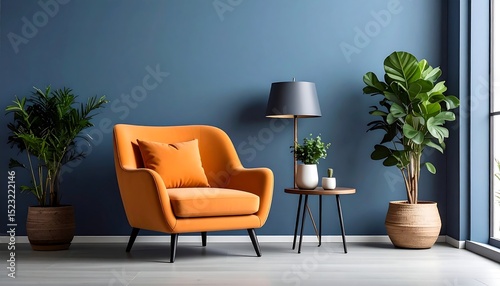 Orange armchair in modern room